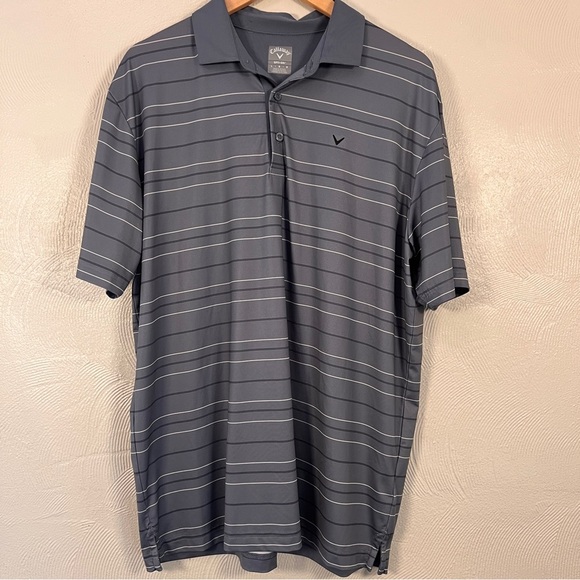Callaway Opti-Dri Gray Striped Golf Polo Large - Picture 1 of 8
